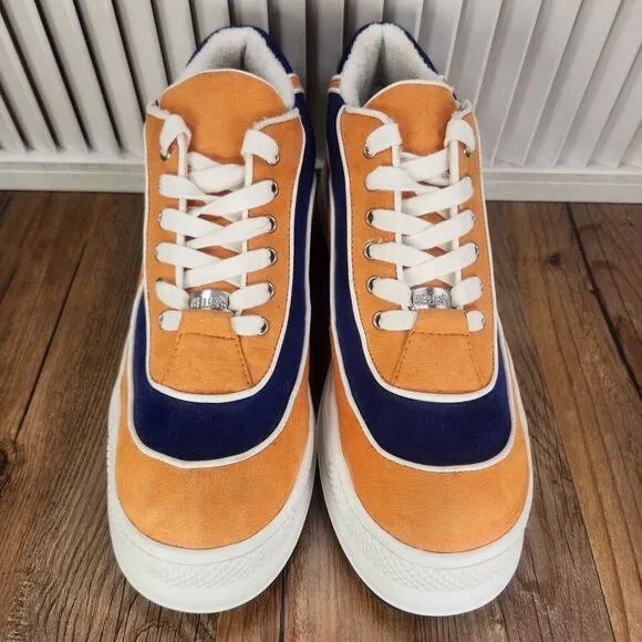 dELiAs Retro Platform Sneakers Womens 10 M Orange Blue Y2K Platform Chunky Shoes