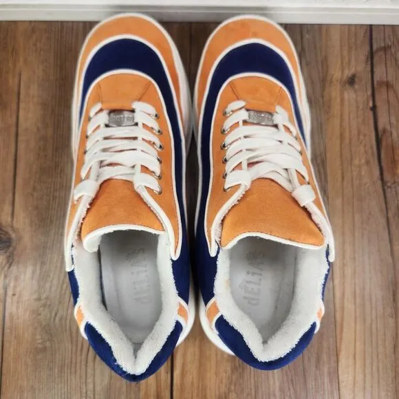 dELiAs Retro Platform Sneakers Womens 10 M Orange Blue Y2K Platform Chunky Shoes