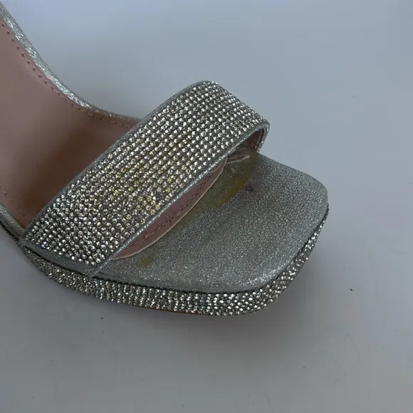 Delicacy Silver rhinestone sandal stiletto heel shoes