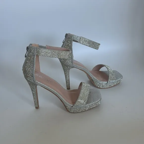 Delicacy Silver rhinestone sandal stiletto heel shoes