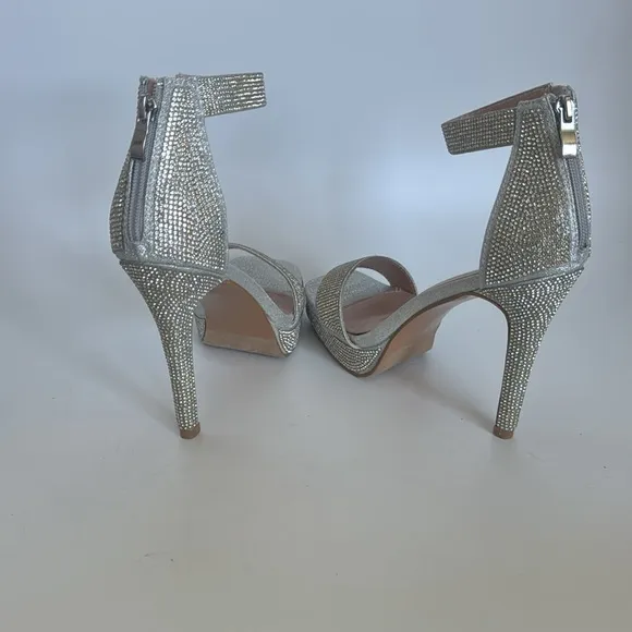 Delicacy Silver rhinestone sandal stiletto heel shoes