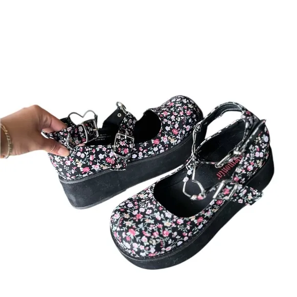 DEMONIA Sprite 02 Floral Heart Platform Shoes