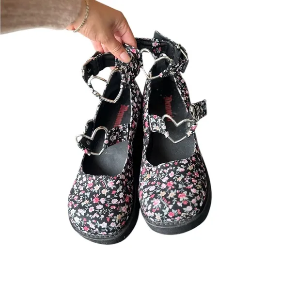 DEMONIA Sprite 02 Floral Heart Platform Shoes