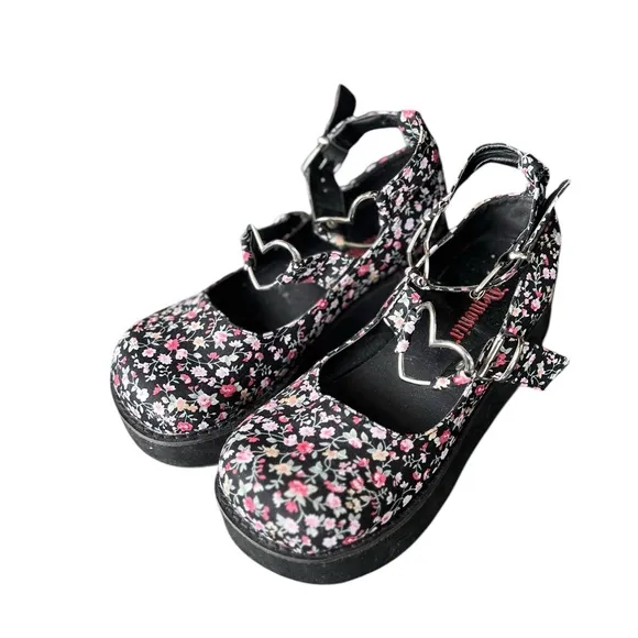 DEMONIA Sprite 02 Floral Heart Platform Shoes