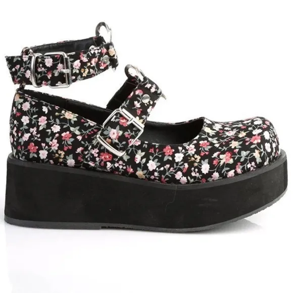 DEMONIA Sprite 02 Floral Heart Platform Shoes