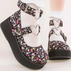 DEMONIA Sprite 02 Floral Heart Platform Shoes