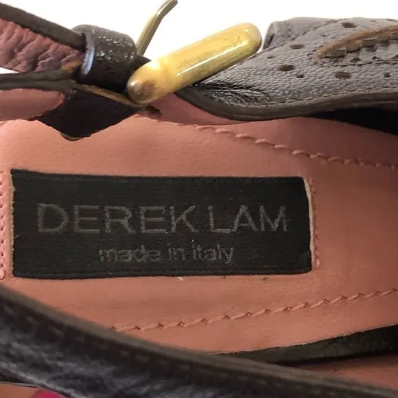 Derek Lam Brown Brogue Leather Peep Toe Bo…