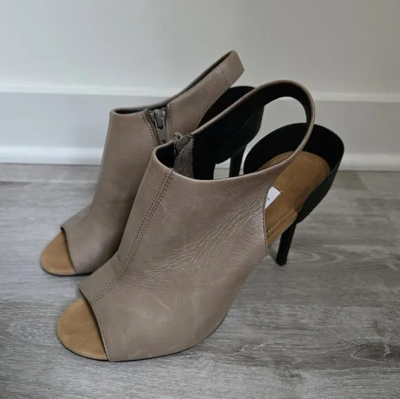 Diane Von Furstenberg DVF Leather Peep Toe Slingback Sandals Booties