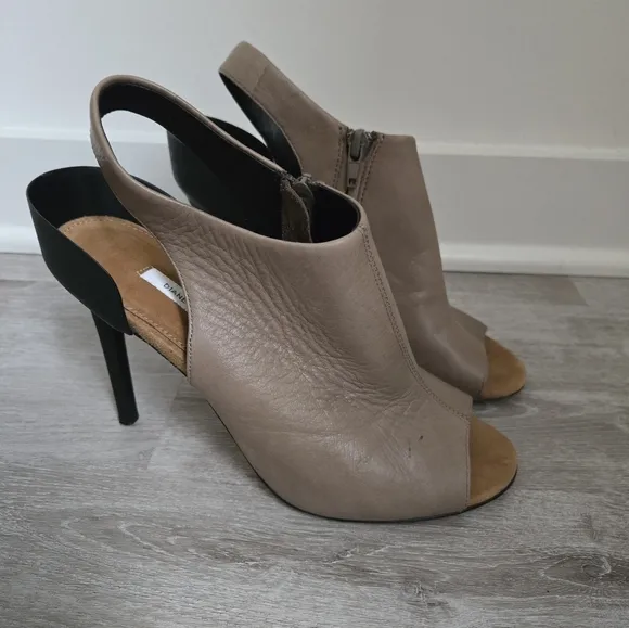 Diane Von Furstenberg DVF Leather Peep Toe Slingback Sandals Booties