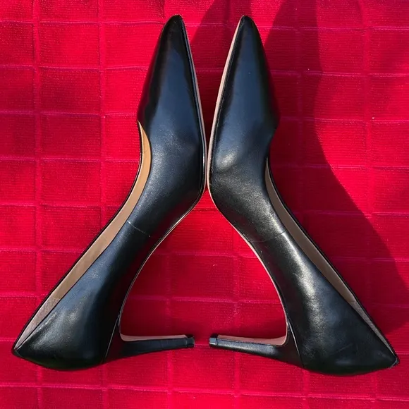 Diane Von Furstenberg Olee Black Leather Pointed Toe Pumps US Size 7.5 EUC