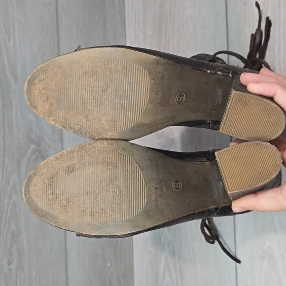 Diba True Women Ankle Distressed Leather Heels Boho shoes boots sz 8