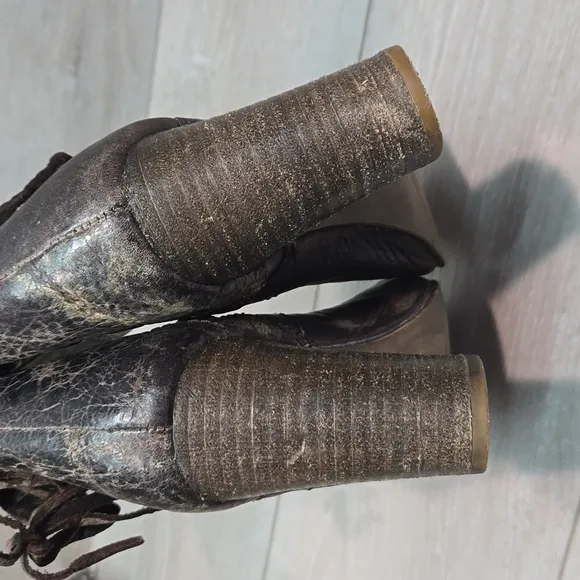 Diba True Women Ankle Distressed Leather Heels Boho shoes boots sz 8