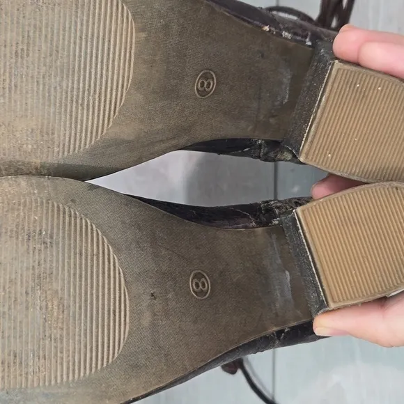 Diba True Women Ankle Distressed Leather Heels Boho shoes boots sz 8
