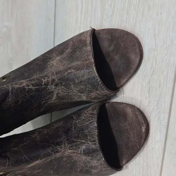 Diba True Women Ankle Distressed Leather Heels Boho shoes boots sz 8