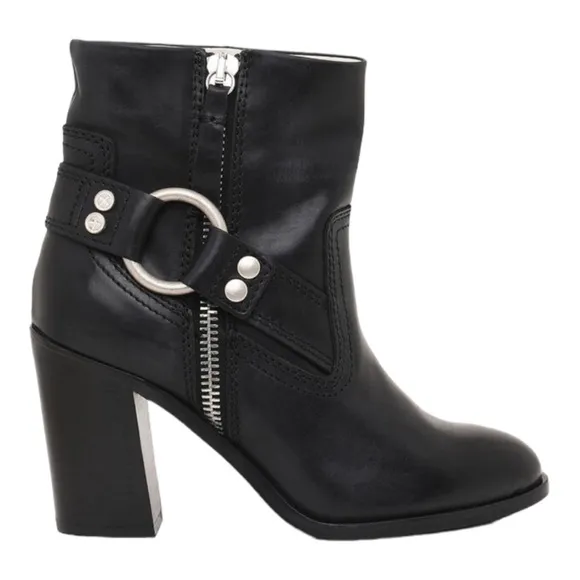 Diesel D-Flamingo Abz Harness Black Bovine Leather Block-heel Ankle Boots 8.5