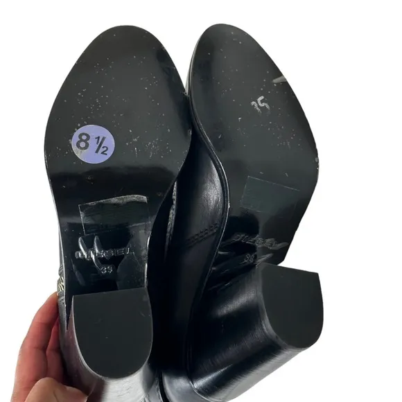 Diesel D-Flamingo Abz Harness Black Bovine Leather Block-heel Ankle Boots 8.5