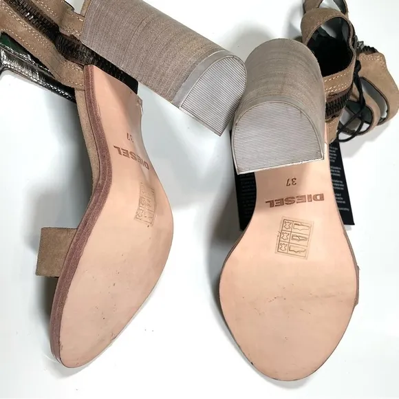 DIESEL Heels Sandals Size 37 US 7 Tan Block heel​