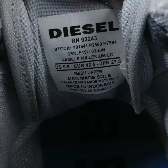 Diesel S Millenium Mens Size 9.5 Shoes Low Top Sneakers Leather Casual Gray
