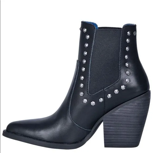 Dingo Stay Sassy Western Booties Women's Studded Ankle Leather Boots Black