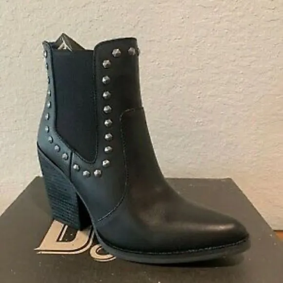 Dingo Stay Sassy Western Booties Women's Studded Ankle Leather Boots Black