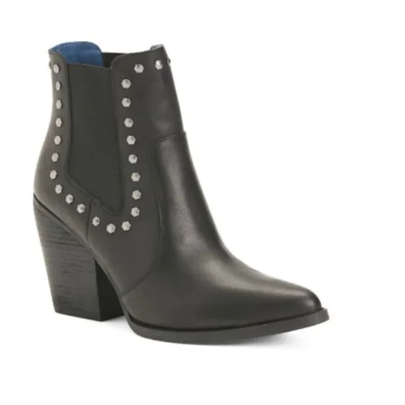 Dingo Stay Sassy Western Booties Women's Studded Ankle Leather Boots Black
