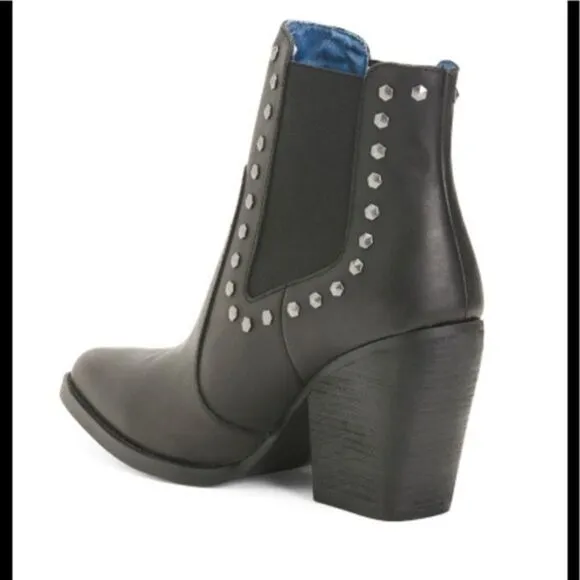 Dingo Stay Sassy Western Booties Women's Studded Ankle Leather Boots Black
