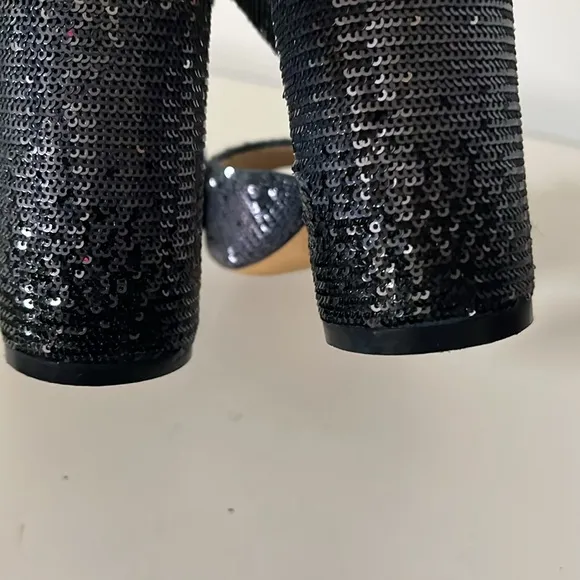 DIOR Sandals Retail Price $965.00 Sequin Block Heel - Black Blue Size 35