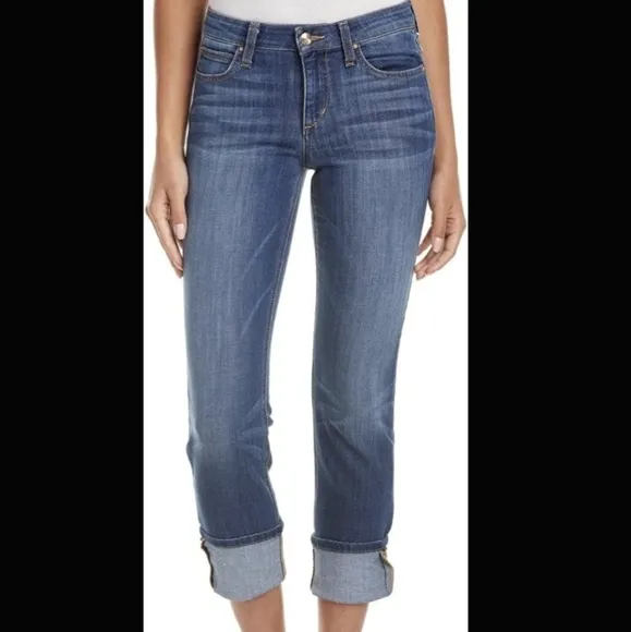 DKNY Cropped Cuffed Low Rise Jeans