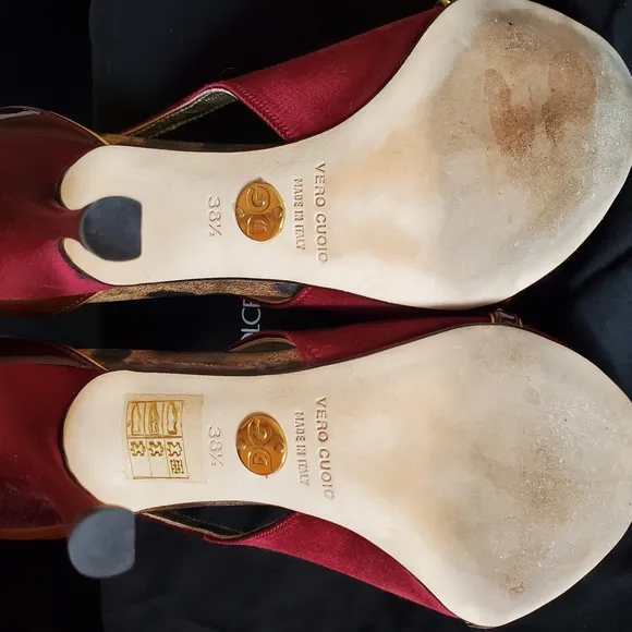 Dolce &amp; Gabbana Red Heels with High Slender Heel and Open Toe Design