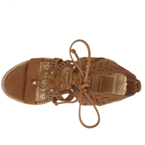 Dolce Vita Brown Nubuck Lace Up Open Toe Luci Sandal - $159 NWT
