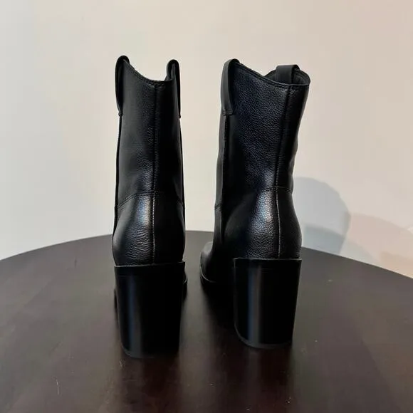 Dolce Vita Falon Western Black Leather Boots - Size 6.5