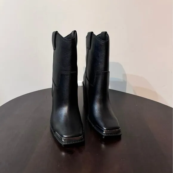 Dolce Vita Falon Western Black Leather Boots - Size 6.5