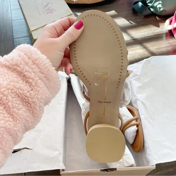 Dolce Vita Mikael Block Heel Sandals in Tan Leather Women’s Size 9.5 New in Box