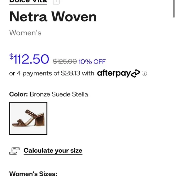 Dolce Vita Netra Woven Block Heel Sandals - Bronze Suede Stella - Size 8.5