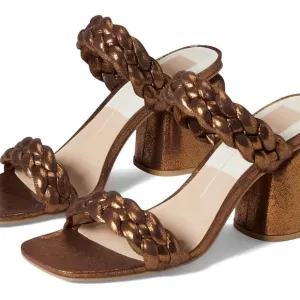 Dolce Vita Netra Woven Block Heel Sandals - Bronze Suede Stella - Size 8.5