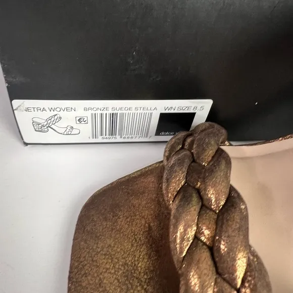 Dolce Vita Netra Woven Block Heel Sandals - Bronze Suede Stella - Size 8.5