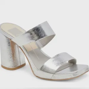 Dolce Vita NIB Silver Metallic Cataya Block Heel Sandals