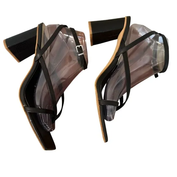 Dolce Vita Paroo Block Heel Ankle Strap Square Toe Heels Black Size 9.5