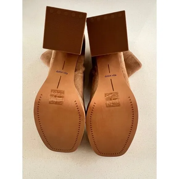 Dolce Vita Ulyses Square beige suede Toe Platform Boots Size 9