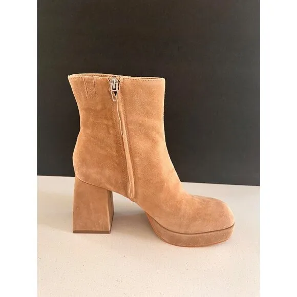Dolce Vita Ulyses Square beige suede Toe Platform Boots Size 9