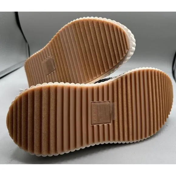 DOLCE VITA Women Shoes Woven Dolen Denae Sneakers Cream/Navy Platform Size‎ 8