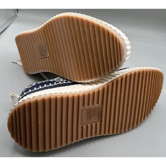 DOLCE VITA Women Shoes Woven Dolen Denae Sneakers Cream/Navy Platform Size‎ 8