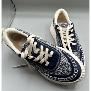 DOLCE VITA Women Shoes Woven Dolen Denae Sneakers Cream/Navy Platform Size‎ 8