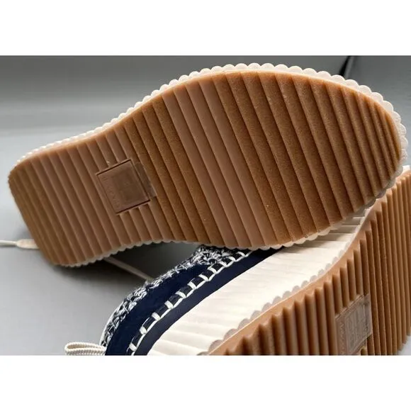 DOLCE VITA Women Shoes Woven Dolen Denae Sneakers Cream/Navy Platform Size‎ 8