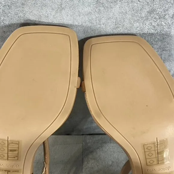 Dolce Vita Women's Cafe Croc Embossed Nancie Block-Heel Square-Toe Sandals SZ 8