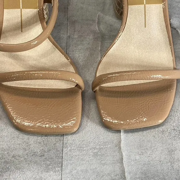 Dolce Vita Women's Cafe Croc Embossed Nancie Block-Heel Square-Toe Sandals SZ 8