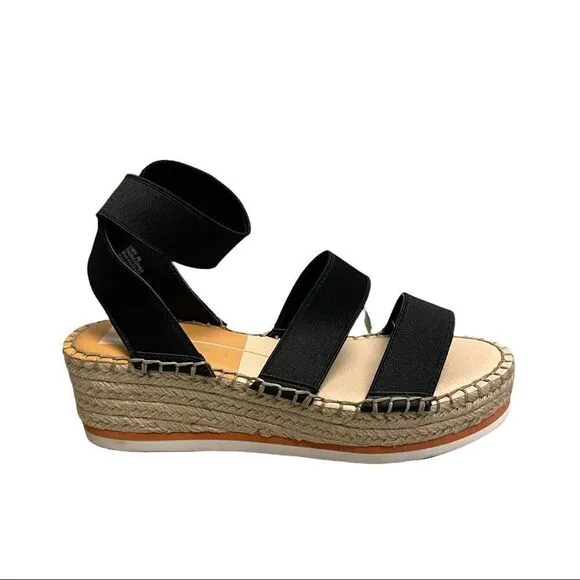 DOLCE VITA Lury Espadrille Wedge Sandal Straps Black Tan 9