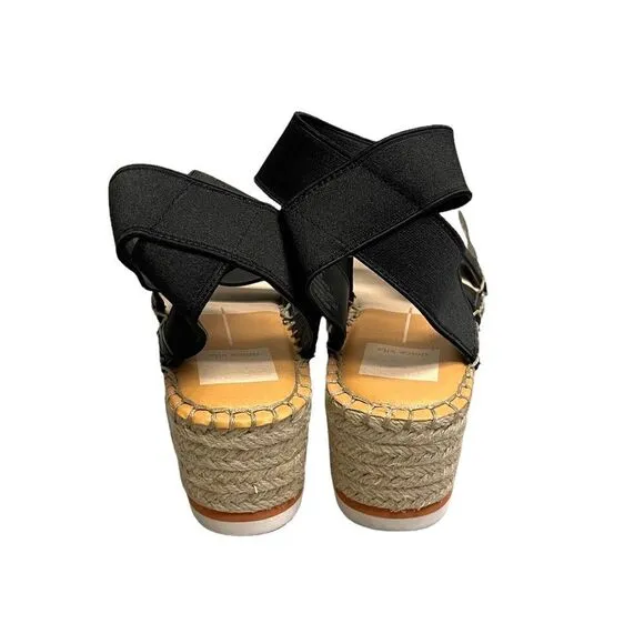 DOLCE VITA Lury Espadrille Wedge Sandal Straps Black Tan 9