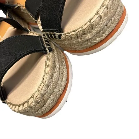 DOLCE VITA Lury Espadrille Wedge Sandal Straps Black Tan 9