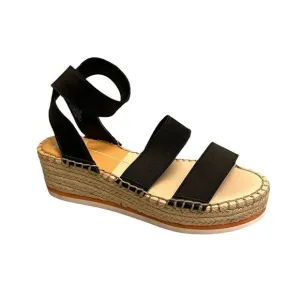 DOLCE VITA Lury Espadrille Wedge Sandal Straps Black Tan 9